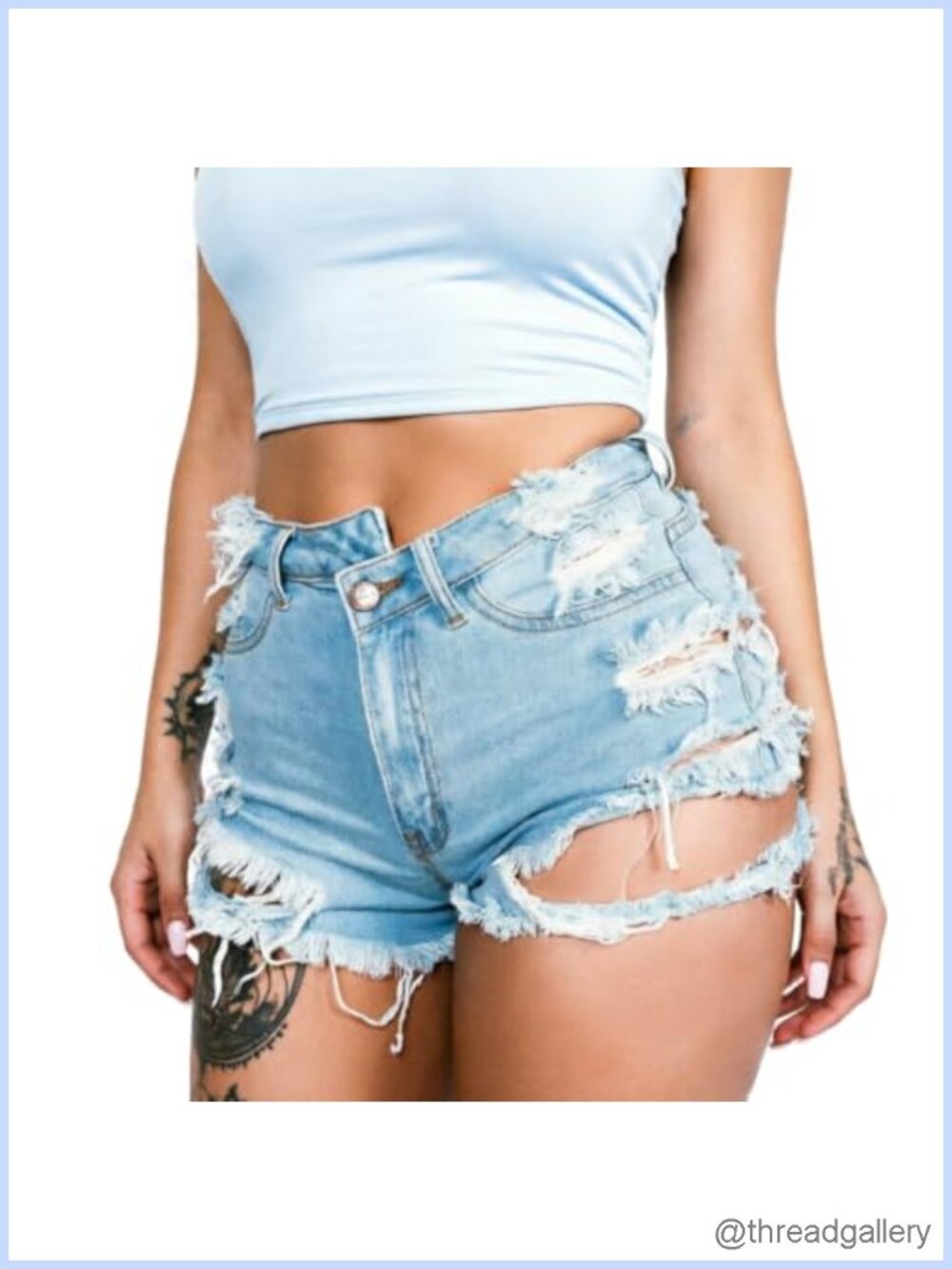 Women's Mini Jean Shorts High Rise Ripped Denim Stretch Summer
